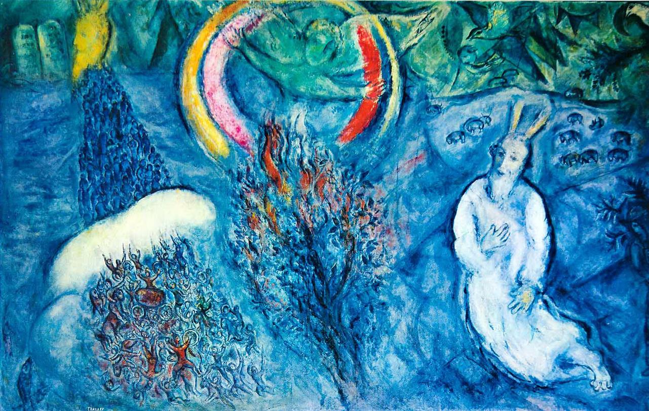 Moses mit dem Zeitgenossen von Burning Bush Marc Chagall Ölgemälde